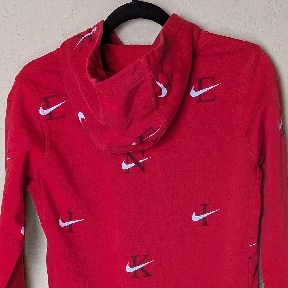 Nike Kids‎ L Red All-Over Swoosh Hoodie – Sporty Streetwear Aesthetic